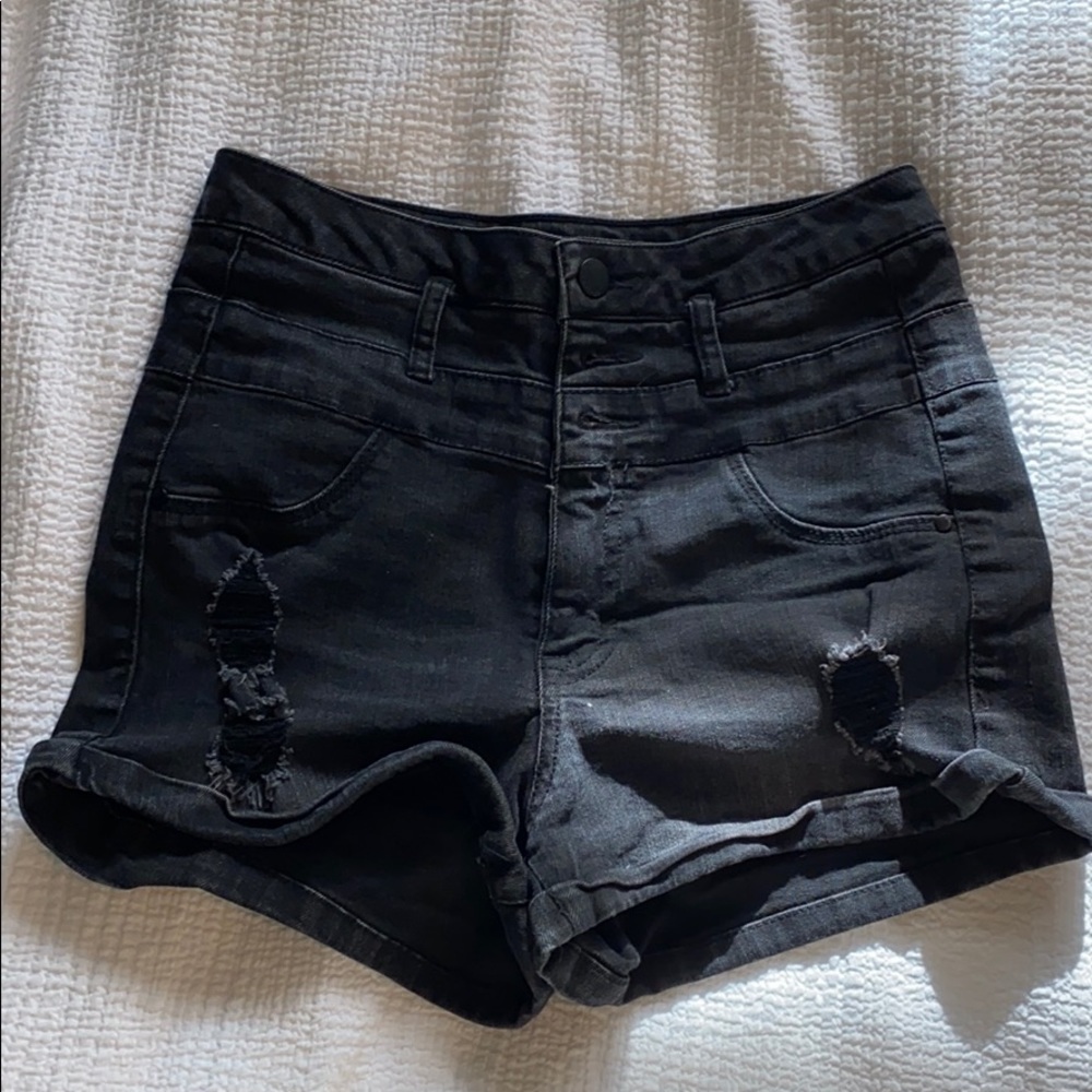black jean shorts